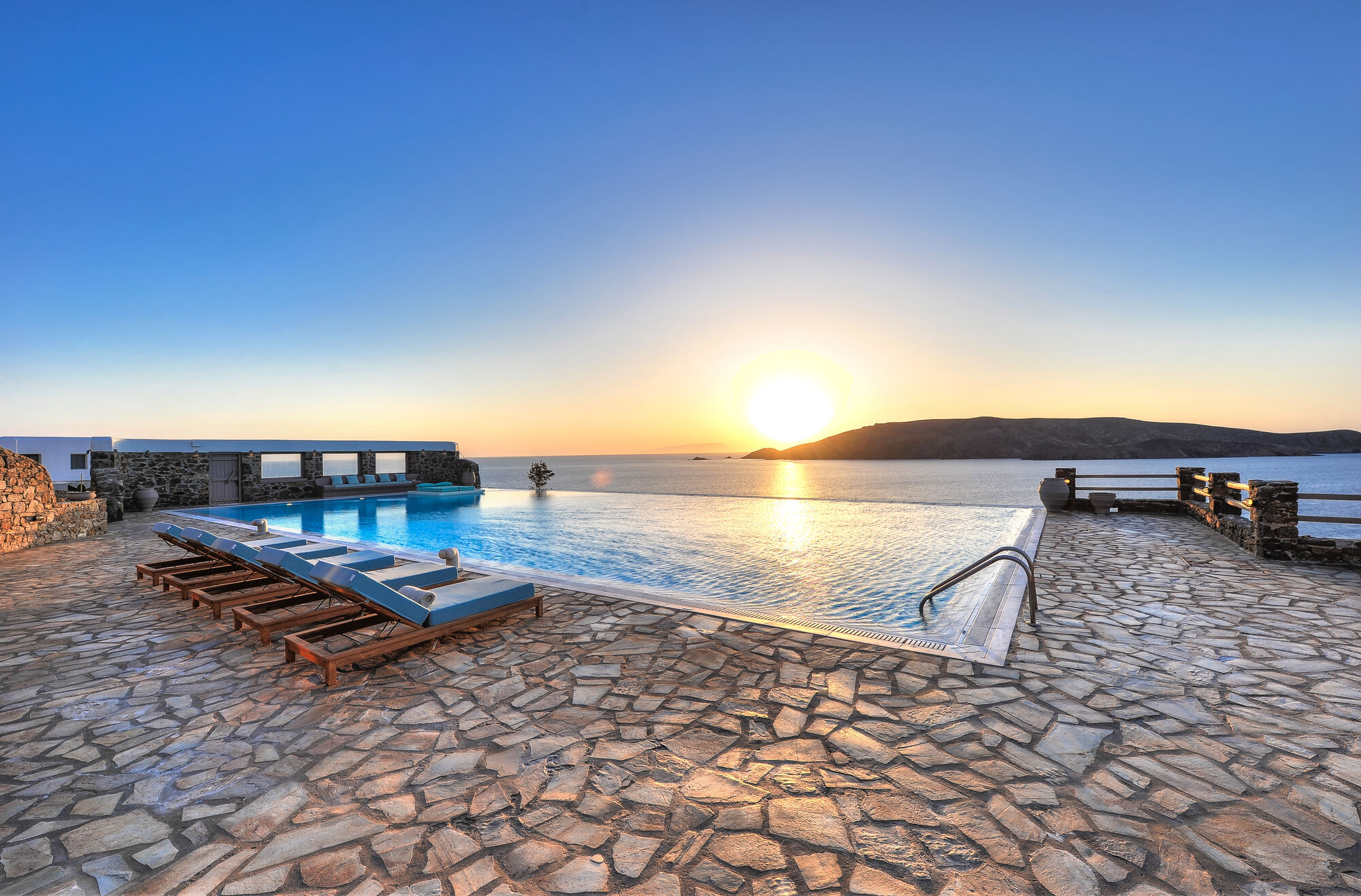 The infinity pool at sunset